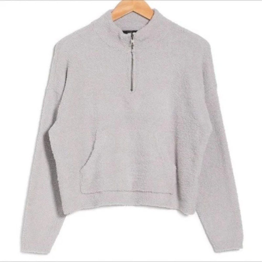 RDI Super Soft Cozy Half-Zip Cropped Pullover size Medium in Light Grey